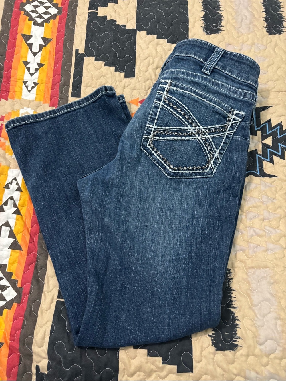 Ariat Women's Dark Blue Bootcut Jeans with Contrast Pocket Stitching